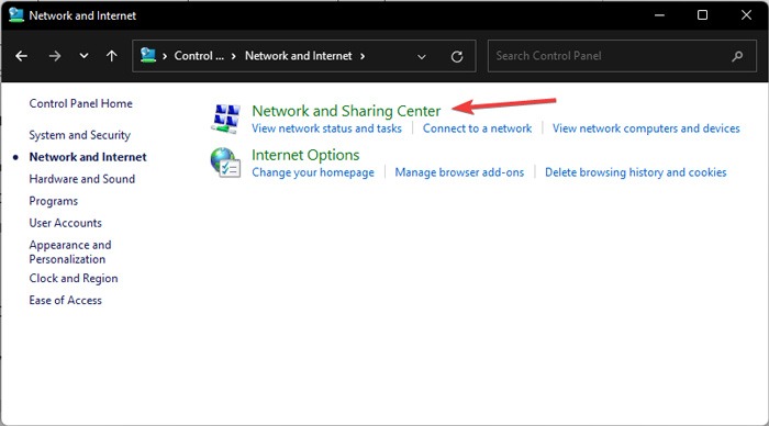 Network Select Network And Sharing