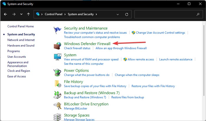 Network Windows Defender Firewall