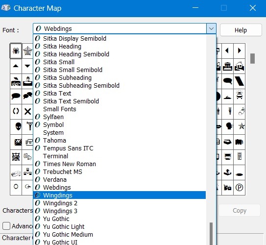 Outlook Add Emojis Charmap Select Font Wingdings
