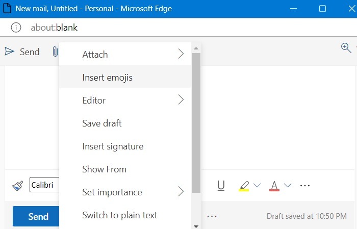 Outlook Add Emojis Outlook Web Insert Enojis Menu Option