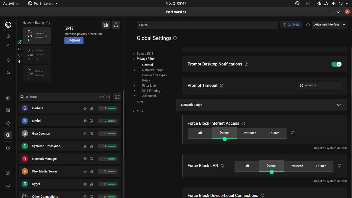 Portmaster Global Settings