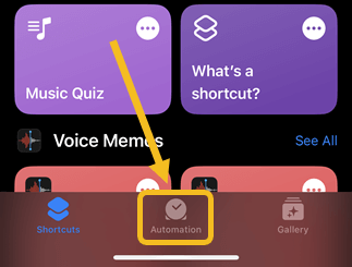 Shortcuts App Automation Menu