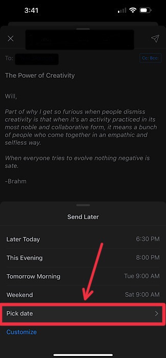 Spark Email Pick Date 1