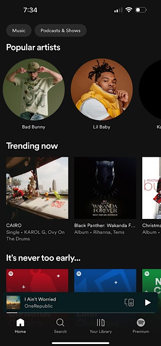 Spotify Popular Artists Page