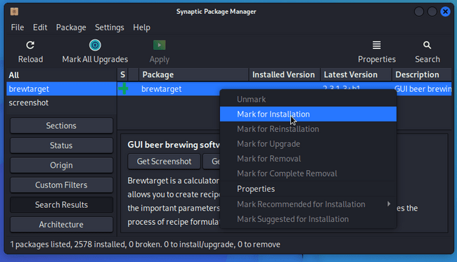 Synaptic Package Manager Marking 1