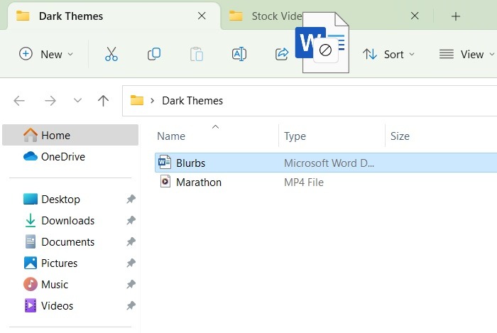 Drag and drop a file between multiple tabs.