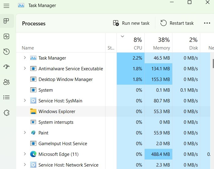 Tabbed File Explorer Task Manager Cpu Ram Consumption