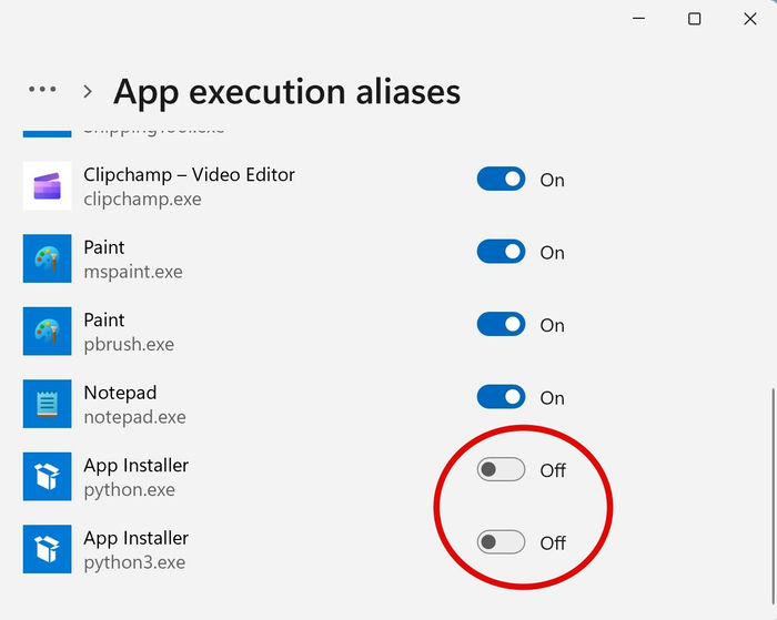 Test Antivirus Malware Settings App Execution Aliases Python