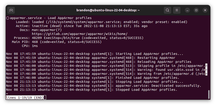 Ubuntu Apparmor Disabled