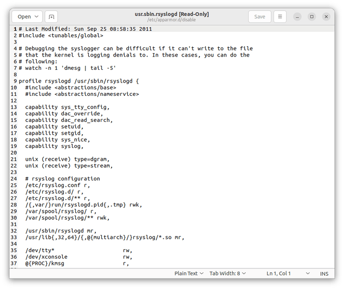 apparmor-profile Ubuntu Apparmor Rsyslogd Profile Text View