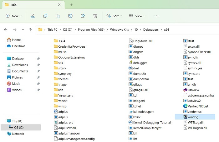 Unexpected Store Debuggers Locate Windbg File