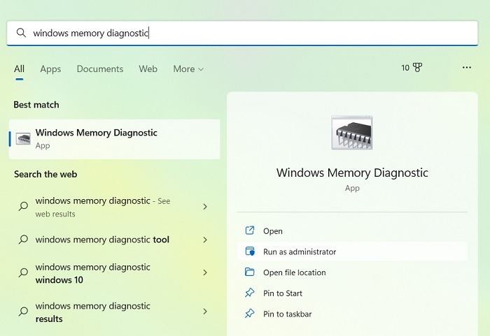 Unexpected Store Memory Diagnostic Start