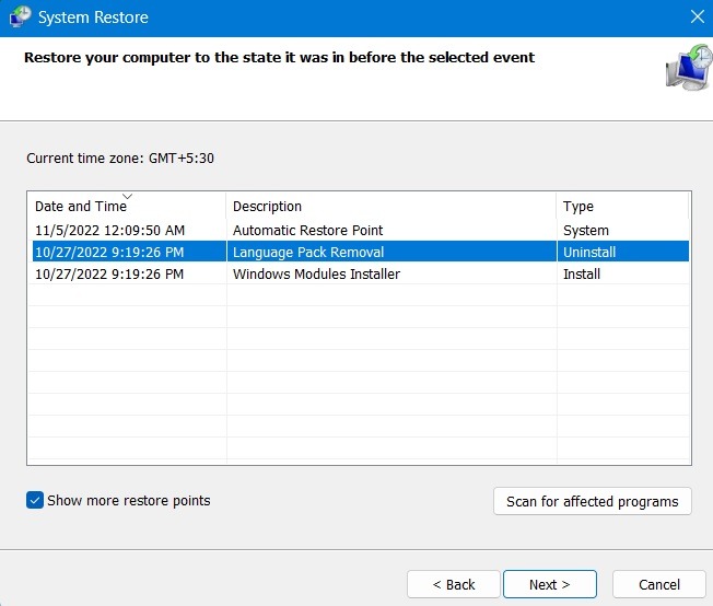 Unexpected Store System Restore Go Back Old Event