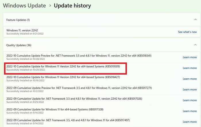 Unexpected Store Update History Recent Event