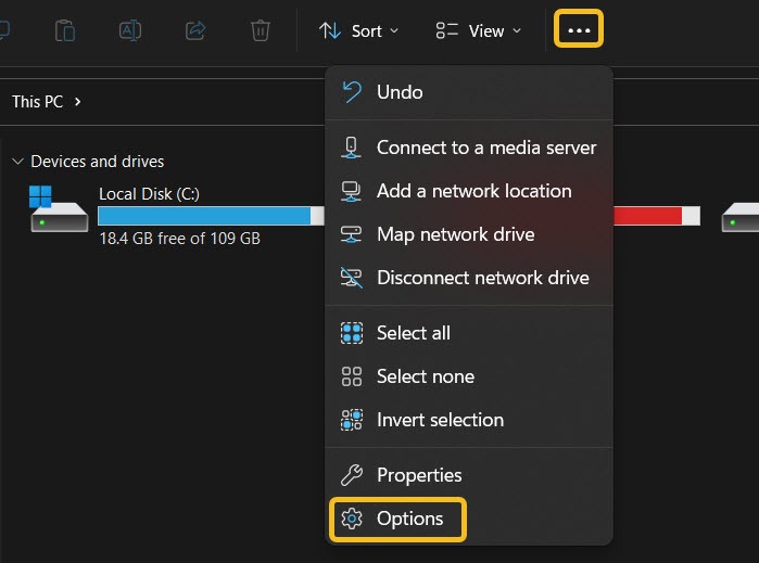 Windows File Explorer Options