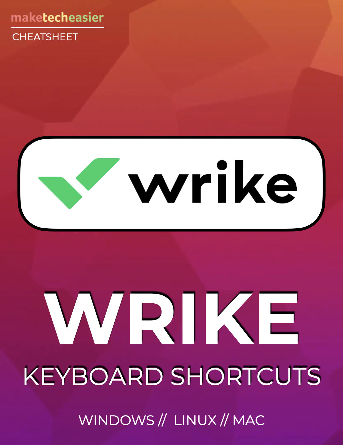 Wrike Keyboard Shortcuts Cheatsheet Download