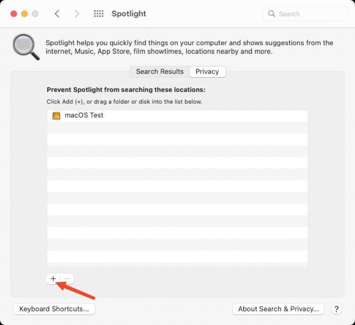 Add The Folder Or Volume To The Spotlight Exclusion List