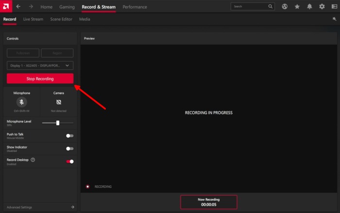 Amd Radeon Software Recording Stop Recording
