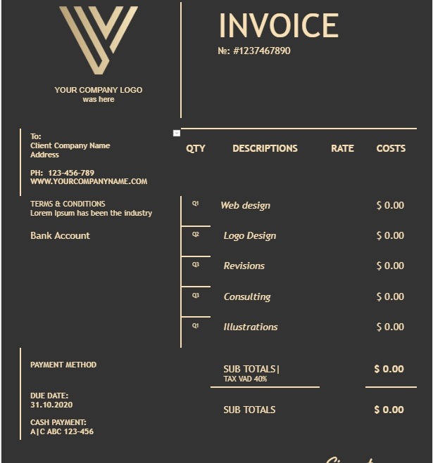Best Invoice Templates For Google Docs Black