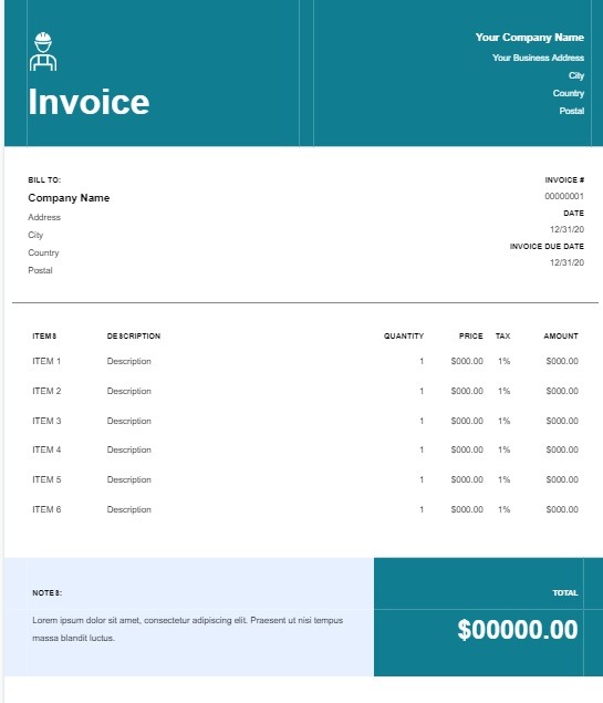Best Invoice Templates For Google Docs Contractor