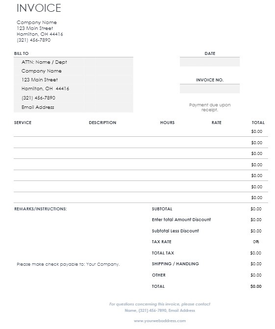 Best Invoice Templates For Google Docs Hourly