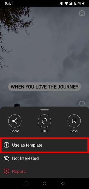 Find Reel Templates Instagram Use Option