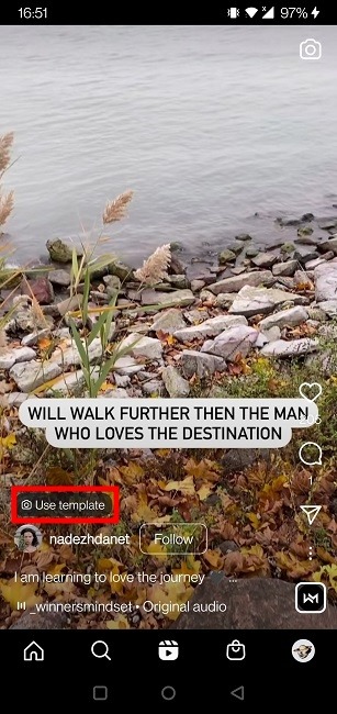 Find Reel Templates Instagram Use Template Button Scroll