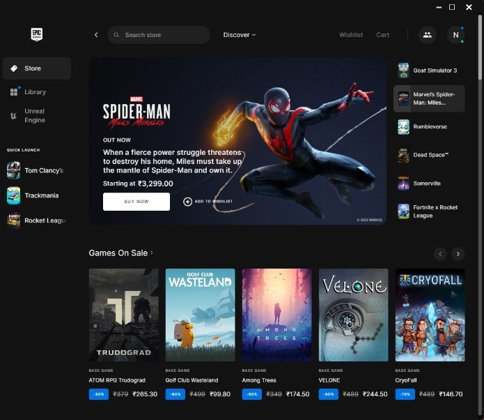 Game Launchers Epic Home