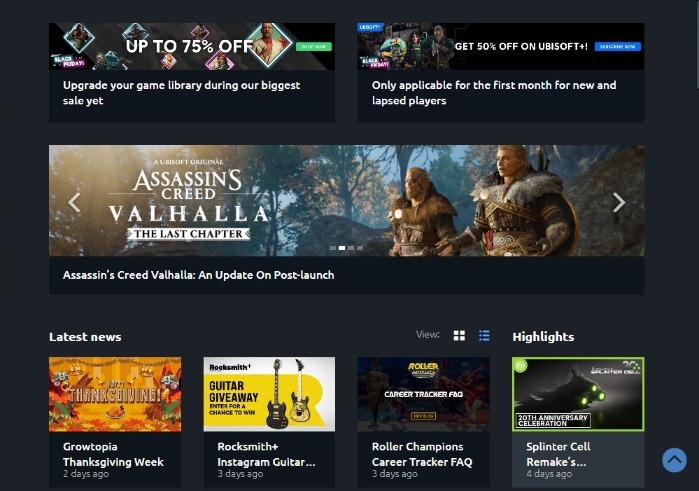 Game Launchers Ubisoft Connect Home