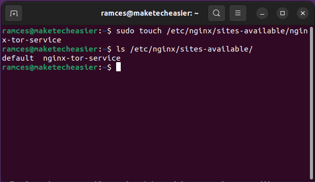 Host Tor Website Linux 11 Create New Nginx Server