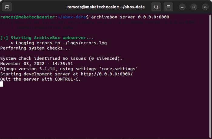 Install Archivebox Linux 11 Launch Web Gui