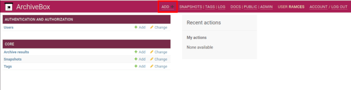 Install Archivebox Linux 15 Highlight Add Button