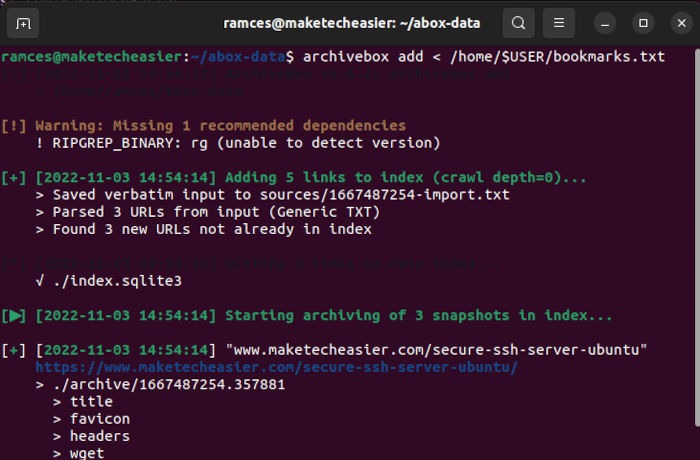 Install Archivebox Linux 21 Url List Archiving
