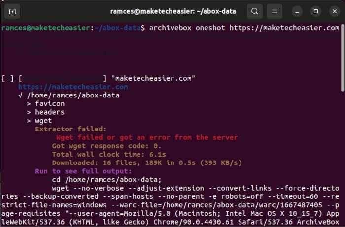 Install Archivebox Linux 22 Oneshot Sample
