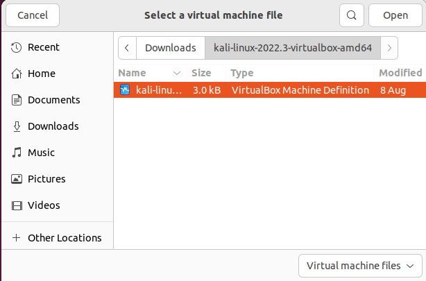 Install Kali Linux 10 File Browser Select
