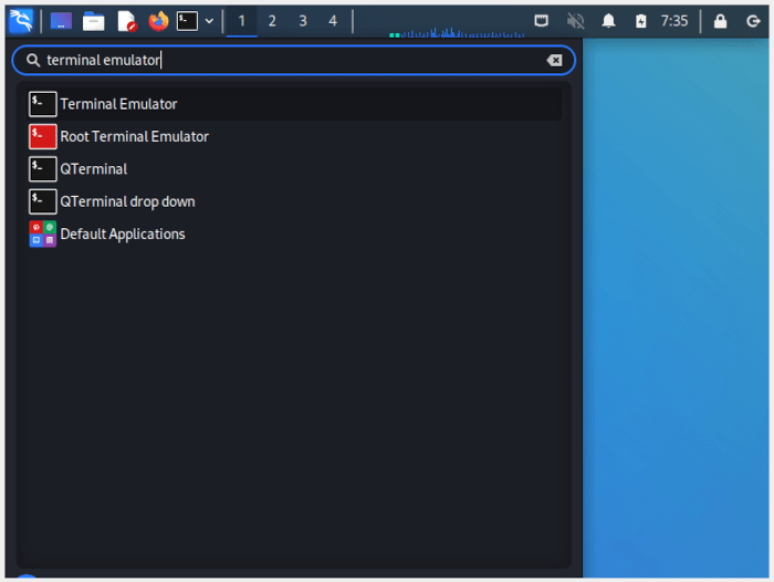 Install Kali Linux 15 Run Terminal Emulator