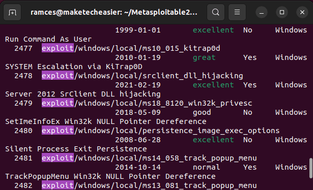Install Metasploit Linux 03 Exploit List