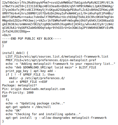 Install Metasploit Linux 07 Install Script Contents
