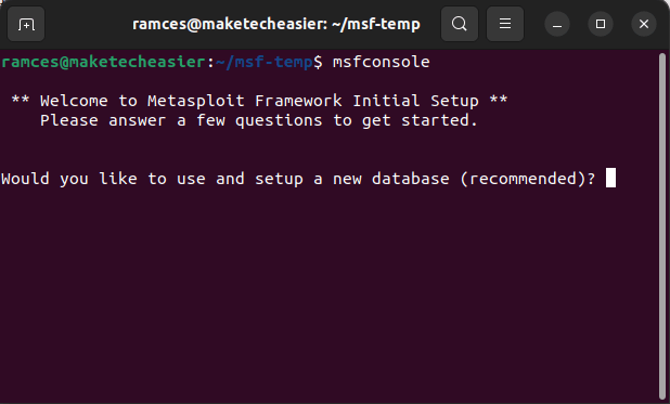 Install Metasploit Linux 08 Initial Run Console