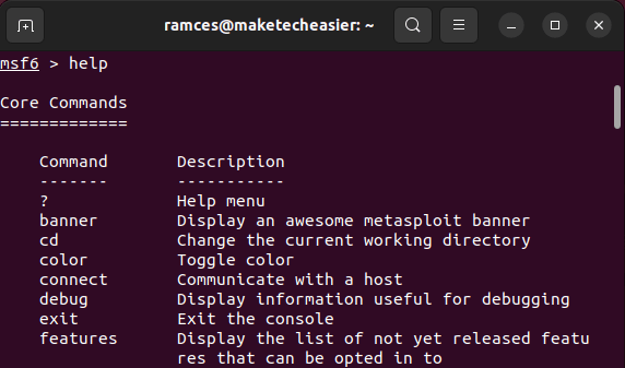 Install Metasploit Linux 28 Help Command
