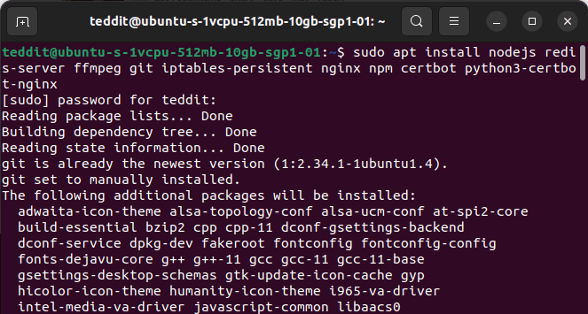 Install Teddit Linux 05 Install Dependencies