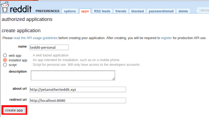 Install Teddit Linux 17 Finalize New App Button