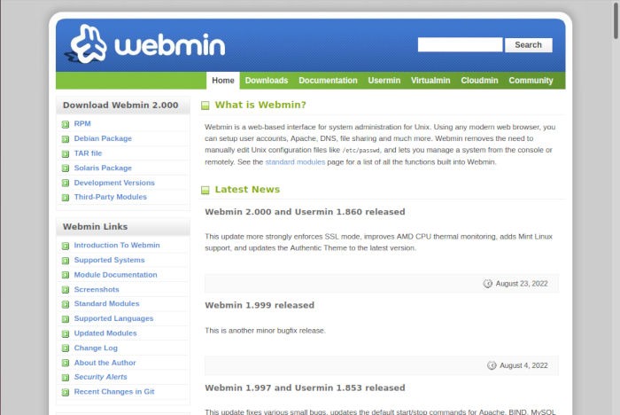 Install Use Webmin Linux Program Website
