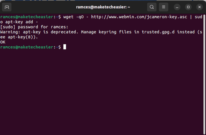 Install Use Webmin Linux 03 Import Signing Key