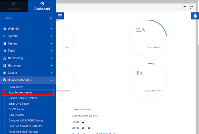 Install Use Webmin Linux 12 Apache Webserver