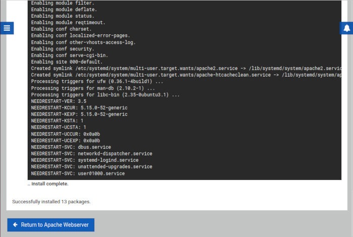 Install Use Webmin Linux 15 Finalize Apache Webserver Install