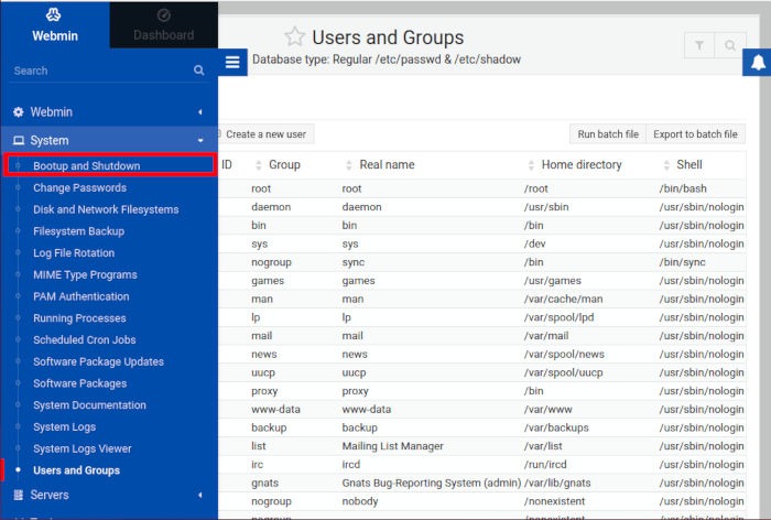 Install Use Webmin Linux 22 Bootup Shutdown Category