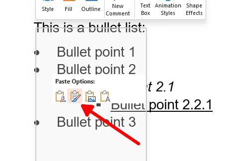 Microsoft Powerpoint Paste Options