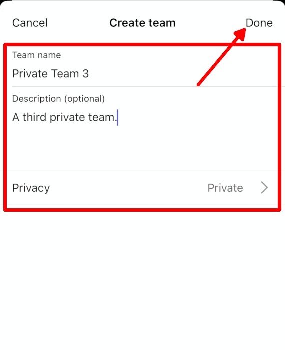 Microsoft Teams Mobile App Teams Details