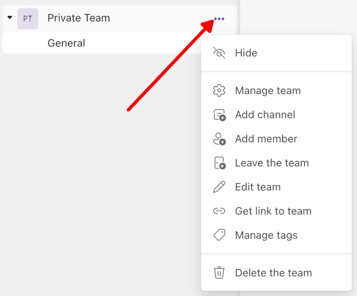 Microsoft Teams Web Teams Options